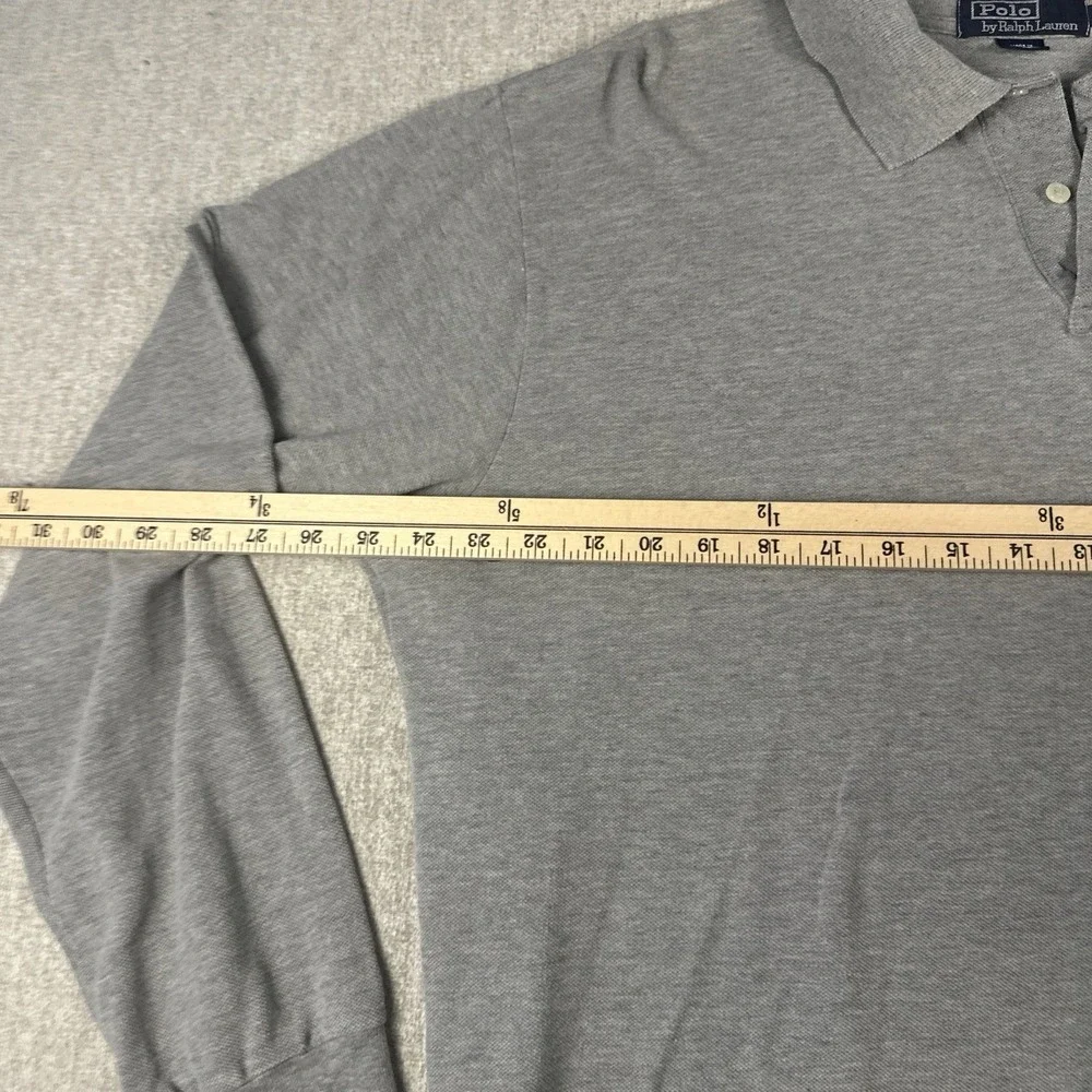Polo Ralph Lauren Shirt Men XL Grey‎ Long Sleeve Golf Preppy Blue Pony Casual
